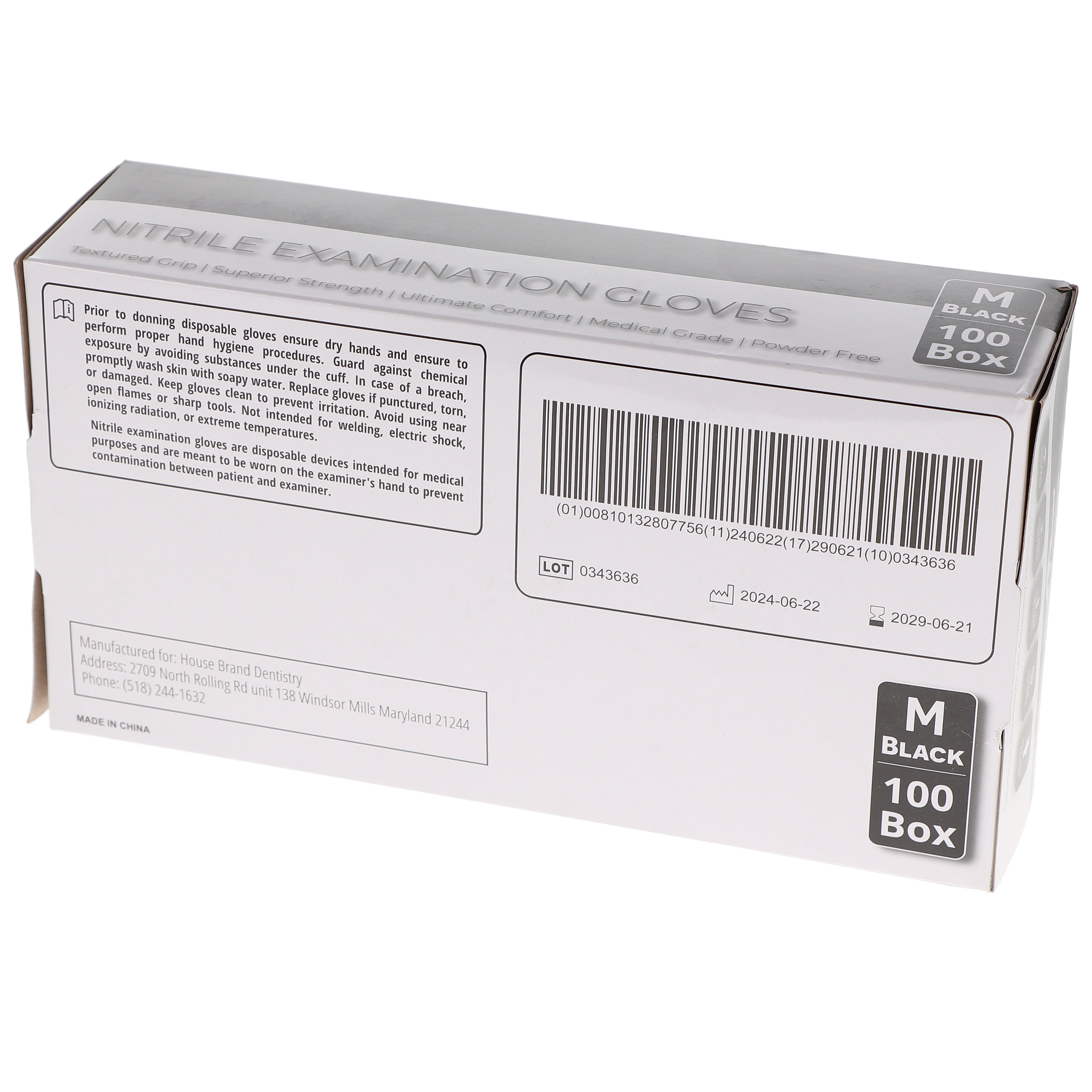 House Brand Dentistry 119142 HSB Nitrile Exam Gloves Black Medium 100/Bx House Brand Dentistry 119142 HSB Nitrile Exam Gloves Black Medium 100/Bx